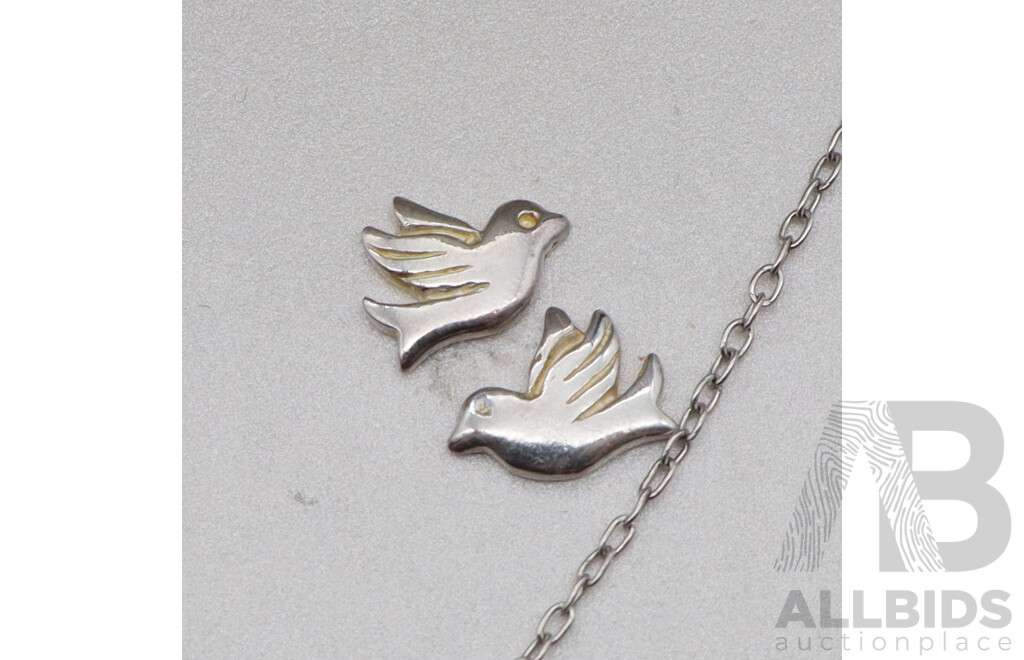 Sterling Silver Diamond Set 'love' Necklace and Sterling Silver Dove Earrings, in Original Presentation Box