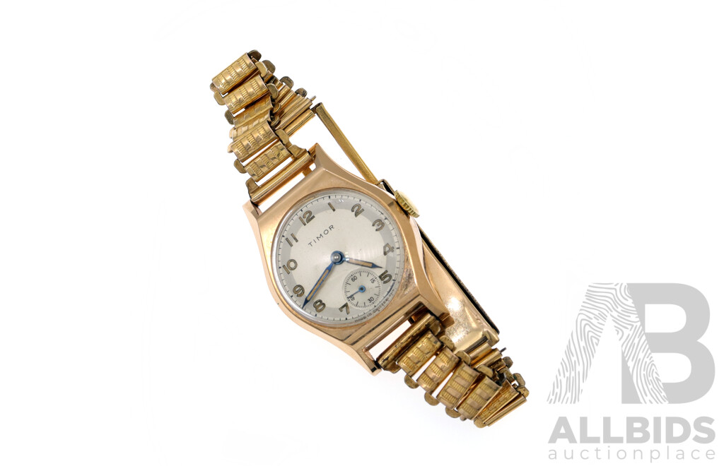 9ct Rose Gold Vintage Timor Ladies Watch with Rolled Gold Band