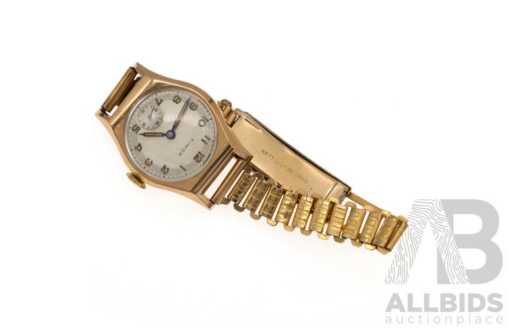 9ct Rose Gold Vintage Timor Ladies Watch with Rolled Gold Band