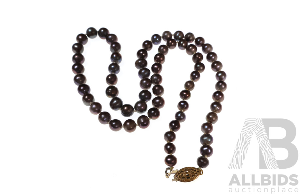 Vintage Aubergine Cultured Pearl Necklace, 45cm