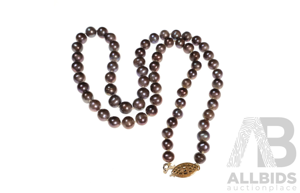 Vintage Aubergine Cultured Pearl Necklace, 45cm