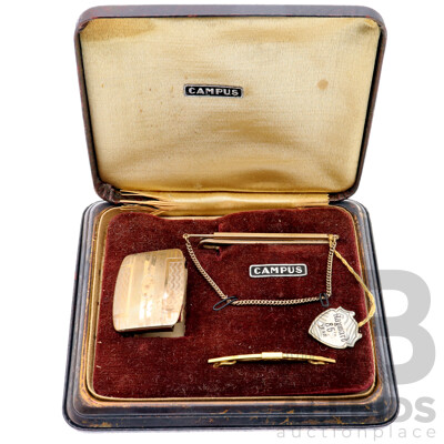 Hayward Campus 86th Year Vintage Gold Filled Mens Gift Set in Original Presentation Box