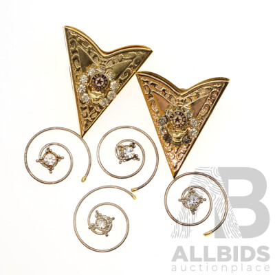 BPOE Gold Tone Shirt Collar Tips with the Elks Lodge Clock & Signature Elk, Rare & Unique