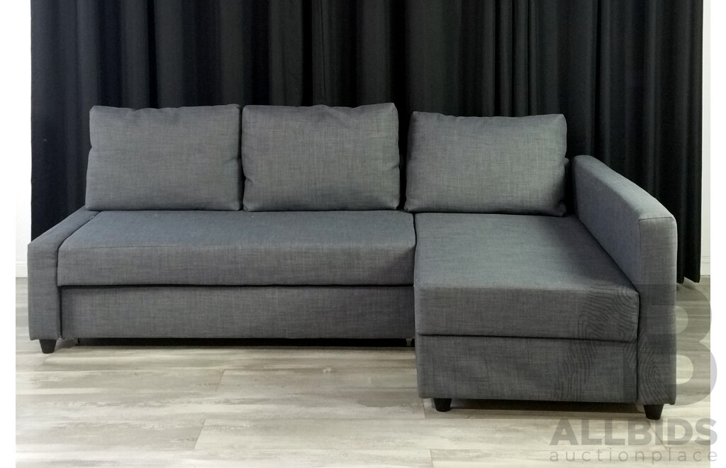 Grey Fabric Sofa by Ikea with Lift Top Storage