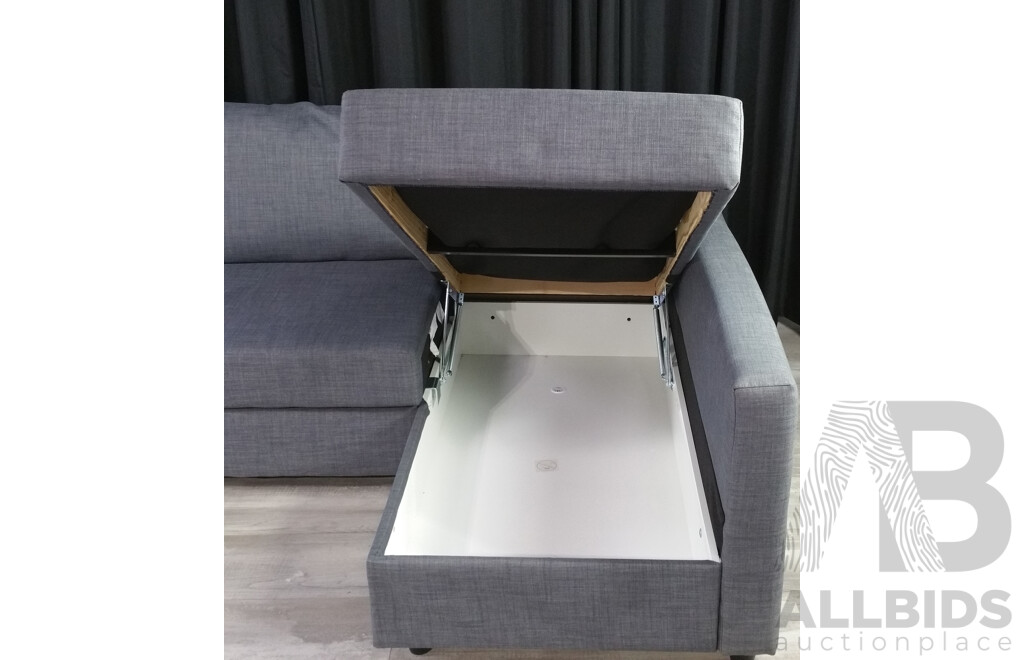 Grey Fabric Sofa by Ikea with Lift Top Storage