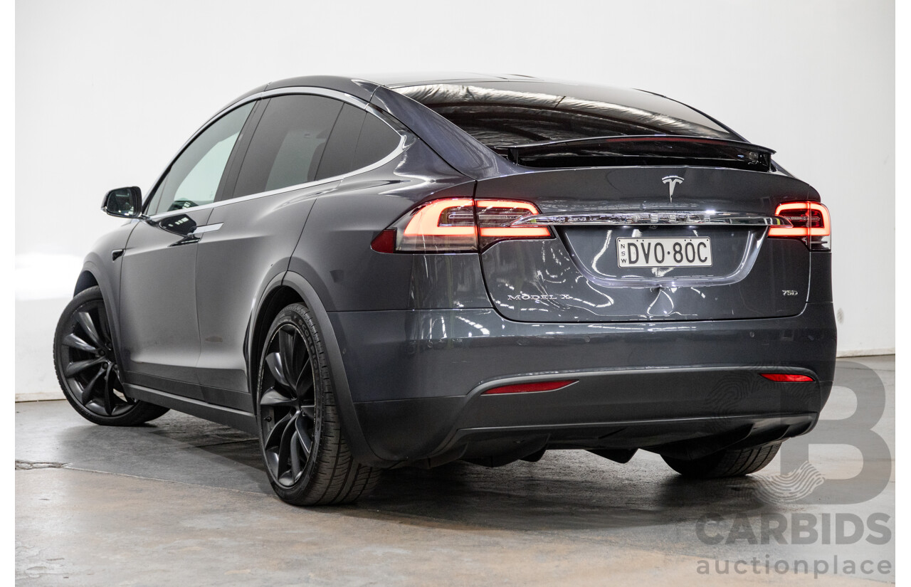 04/2018 Tesla Model X 75D (AWD) 75XB MY18 4d Wagon Midnight Silver Metallic Dedicated Electric EV - 7 Seater