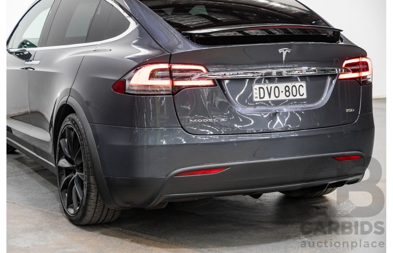 04/2018 Tesla Model X 75D (AWD) 75XB MY18 4d Wagon Midnight Silver Metallic Dedicated Electric EV - 7 Seater