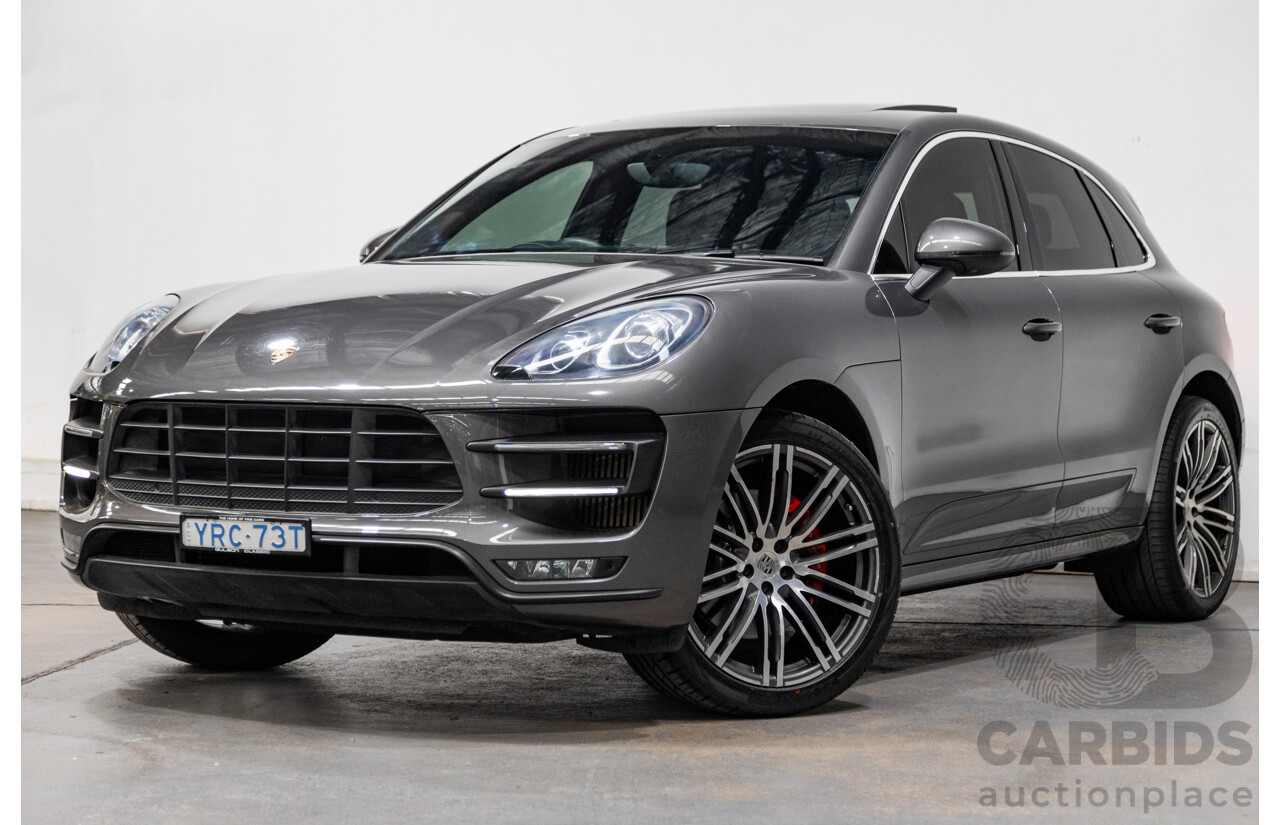 9/2014 Porsche Macan Turbo (AWD) 95B 4d Wagon Agate Grey Metallic Twin Turbo V6 3.6L