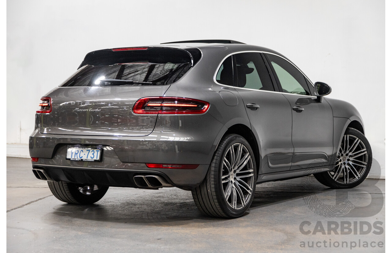 9/2014 Porsche Macan Turbo (AWD) 95B 4d Wagon Agate Grey Metallic Twin Turbo V6 3.6L