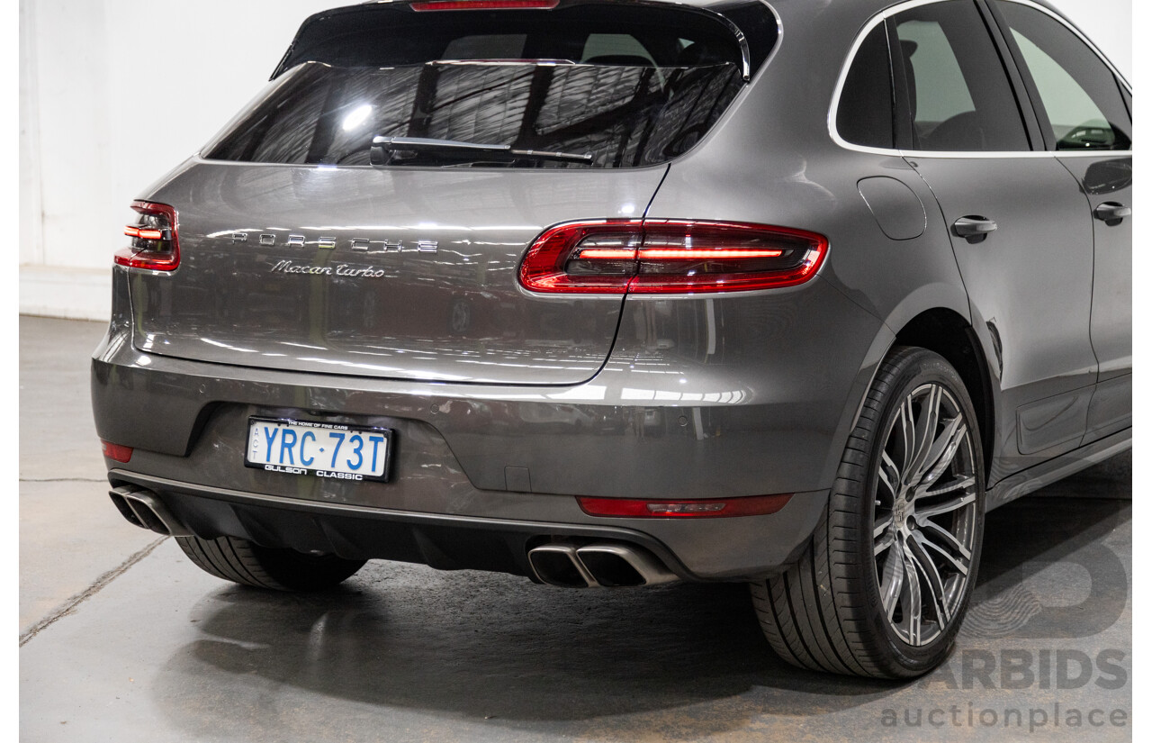 9/2014 Porsche Macan Turbo (AWD) 95B 4d Wagon Agate Grey Metallic Twin Turbo V6 3.6L