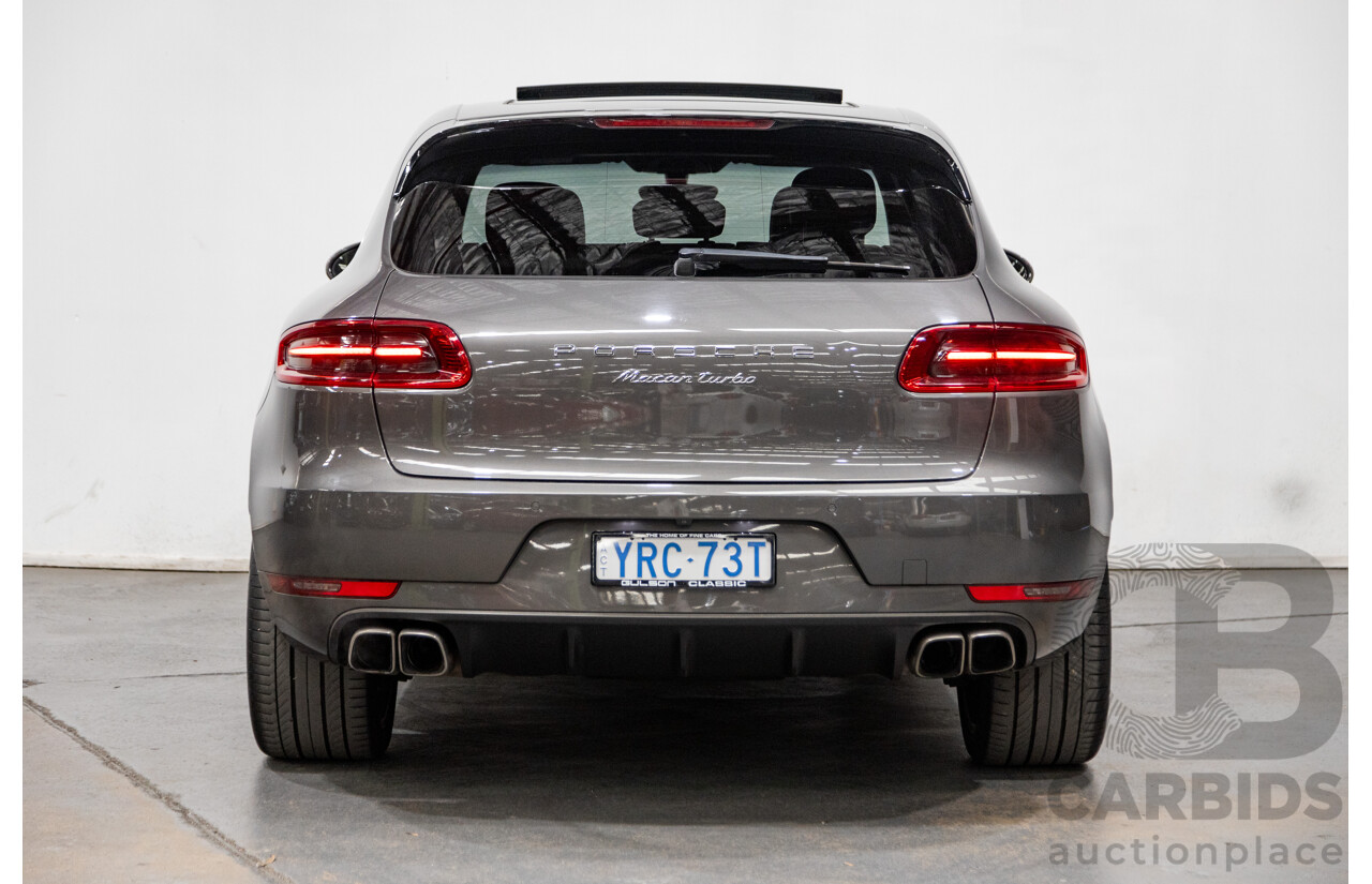 9/2014 Porsche Macan Turbo (AWD) 95B 4d Wagon Agate Grey Metallic Twin Turbo V6 3.6L