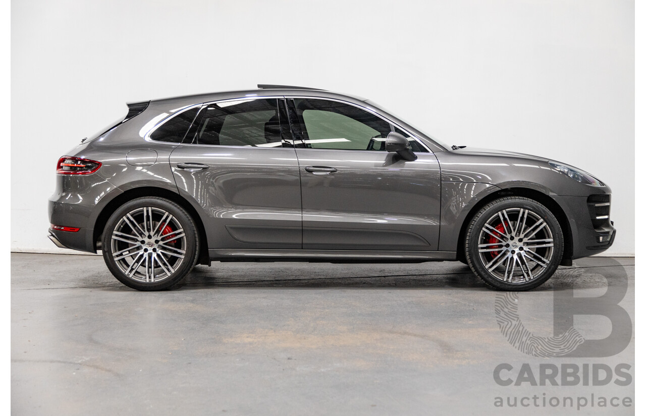 9/2014 Porsche Macan Turbo (AWD) 95B 4d Wagon Agate Grey Metallic Twin Turbo V6 3.6L