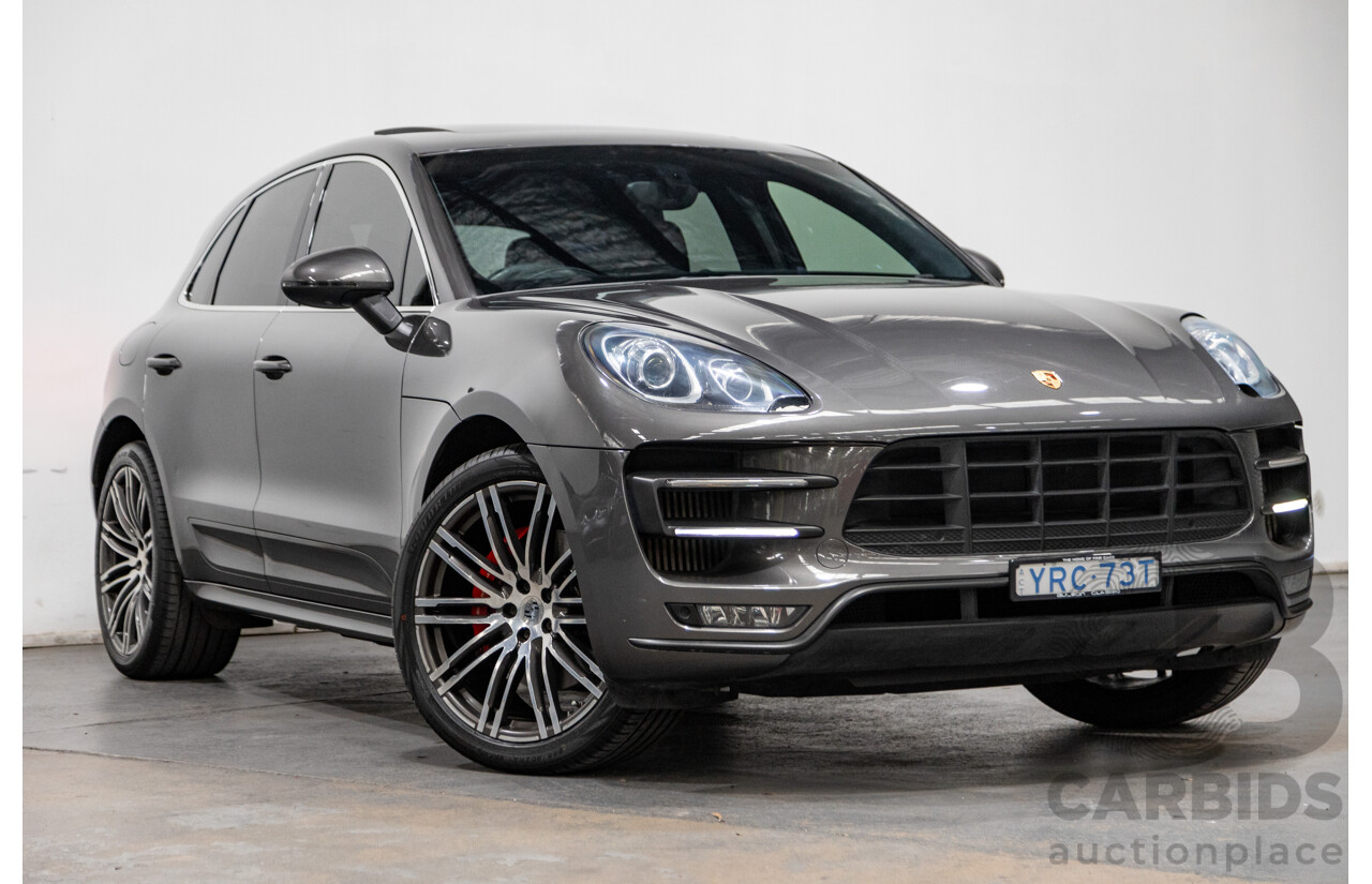 9/2014 Porsche Macan Turbo (AWD) 95B 4d Wagon Agate Grey Metallic Twin Turbo V6 3.6L