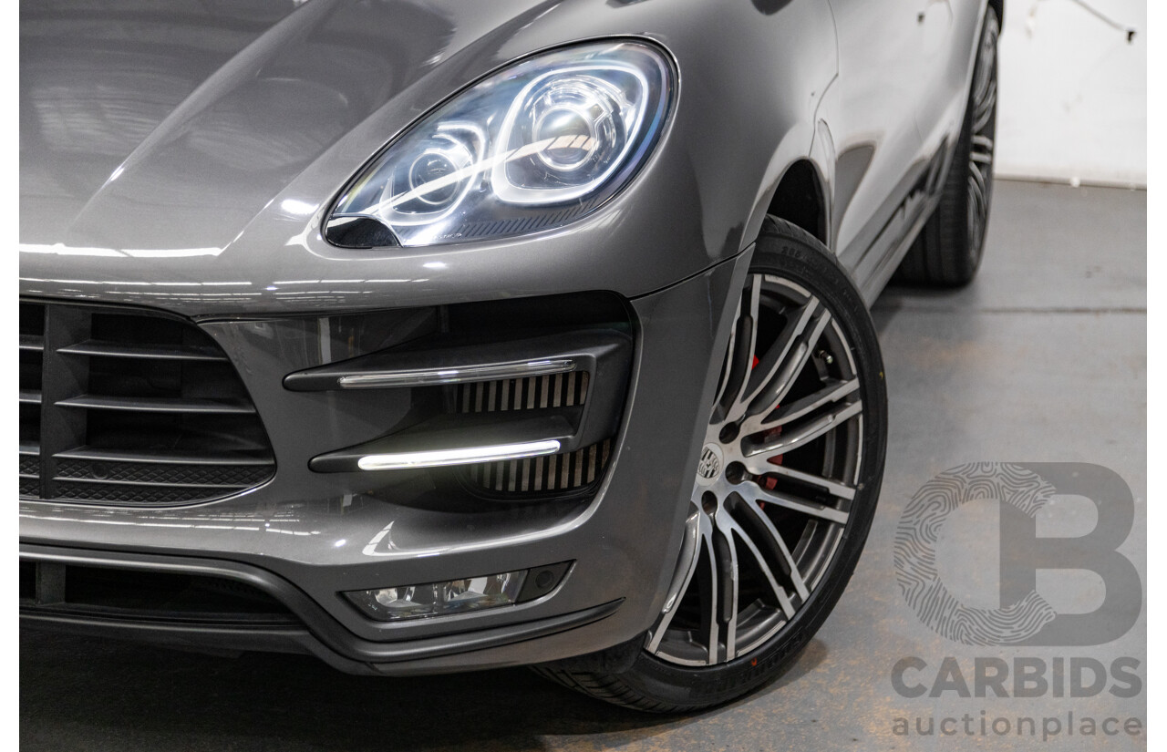 9/2014 Porsche Macan Turbo (AWD) 95B 4d Wagon Agate Grey Metallic Twin Turbo V6 3.6L