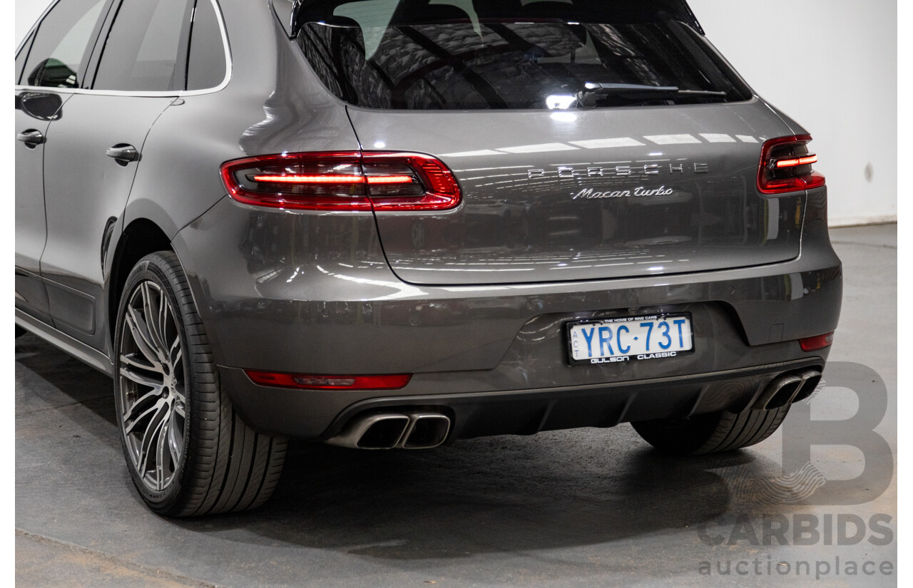 9/2014 Porsche Macan Turbo (AWD) 95B 4d Wagon Agate Grey Metallic Twin Turbo V6 3.6L