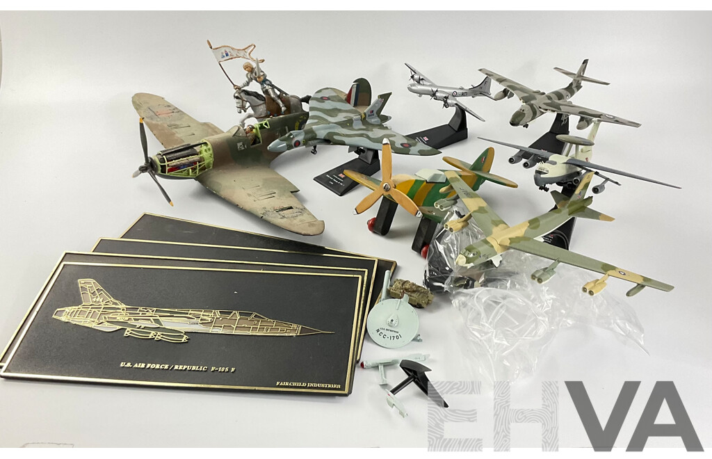 Collection of Diecast, Plastic and Timber Military Aircraft Including Avro Vulcan, Boeing Super Fortress, Beriev A-50M and More
