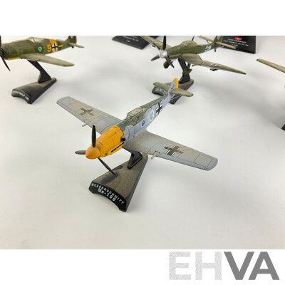 Collection of Diecast German WW2 Aircraft Including 1940 Dorimer, 1942 Junkers Ju 52/3, Focke-Wulf 190, Messerschmitt ME-109 and ME-262, JU 87 Stuka