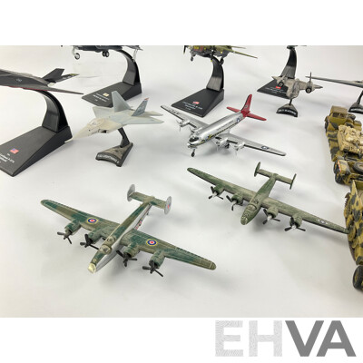 Collection of Diecast and Plastic Military Aircraft and Vehicles Including SR-71 Blackbird, Lockheed Night Hawk, Dornier DO 24T, F-117 Stealth and More