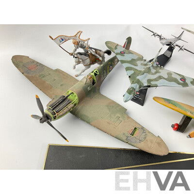 Collection of Diecast, Plastic and Timber Military Aircraft Including Avro Vulcan, Boeing Super Fortress, Beriev A-50M and More