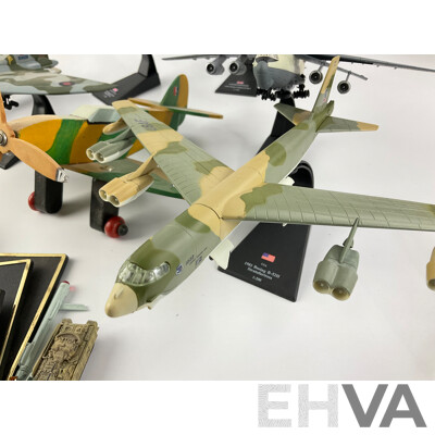 Collection of Diecast, Plastic and Timber Military Aircraft Including Avro Vulcan, Boeing Super Fortress, Beriev A-50M and More