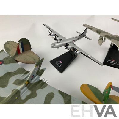 Collection of Diecast, Plastic and Timber Military Aircraft Including Avro Vulcan, Boeing Super Fortress, Beriev A-50M and More