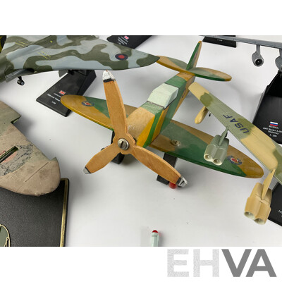 Collection of Diecast, Plastic and Timber Military Aircraft Including Avro Vulcan, Boeing Super Fortress, Beriev A-50M and More