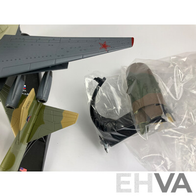 Collection of Diecast, Plastic and Timber Military Aircraft Including Avro Vulcan, Boeing Super Fortress, Beriev A-50M and More