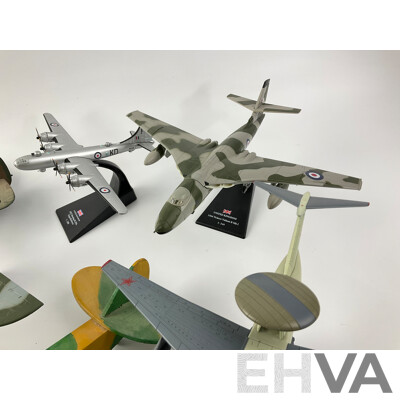 Collection of Diecast, Plastic and Timber Military Aircraft Including Avro Vulcan, Boeing Super Fortress, Beriev A-50M and More