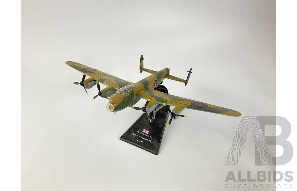 Collection of Diecast Allied WW2 Aircraft Including 1945 Avro Lancaster, 1944 Flying Fortress(2) P51-P Mustang, PZL-P 37B