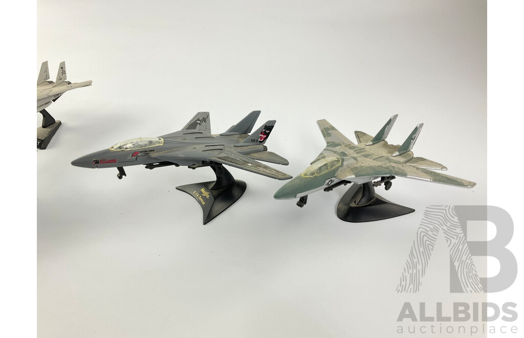 Collection of Diecast Military Jet Aircraft Including KFIR, F-14 Tomcat(2), Super Etendard, F-18 Hornet