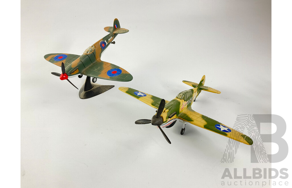 Collection of Diecast Military Propeller Aircraft Including 1970 Armstrong Whitworth AW660, Spitfire MK II Hawker Typhoon, Mosquito FB MK VI, Ilyushin Shturmovik