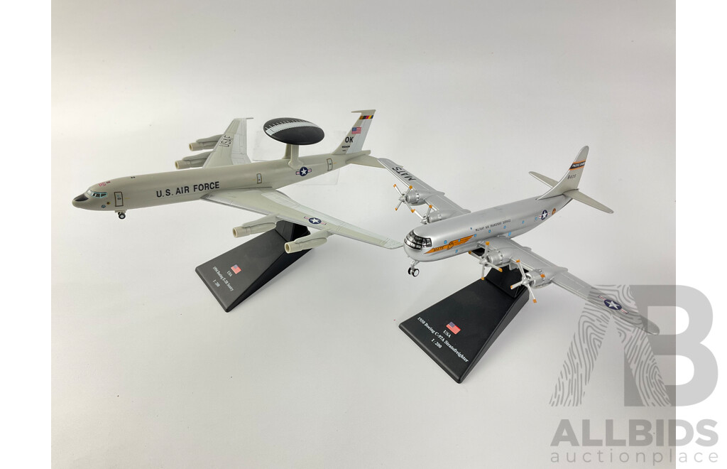 Collection of Diecast American Military Aircraft Including Lockheed Blackbird YF-12C and AC-130A Boeing C-97A and E 3B Sentry, Consolidated B-24D and PBY-5A