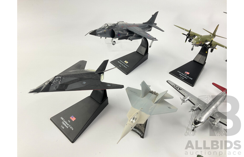 Collection of Diecast and Plastic Military Aircraft and Vehicles Including SR-71 Blackbird, Lockheed Night Hawk, Dornier DO 24T, F-117 Stealth and More