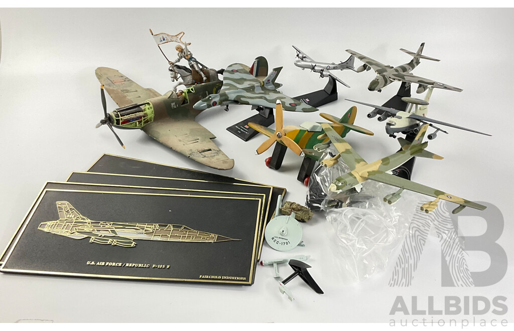 Collection of Diecast, Plastic and Timber Military Aircraft Including Avro Vulcan, Boeing Super Fortress, Beriev A-50M and More