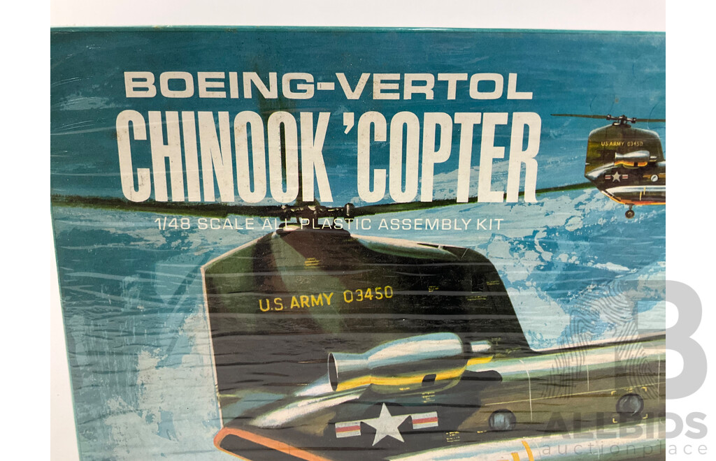 Vintage Aurora Model Boeing-Vertol Chinook'Copter - 1:48 Scale and Sikorsky CH-54A Skycrane - 1:72 Scale