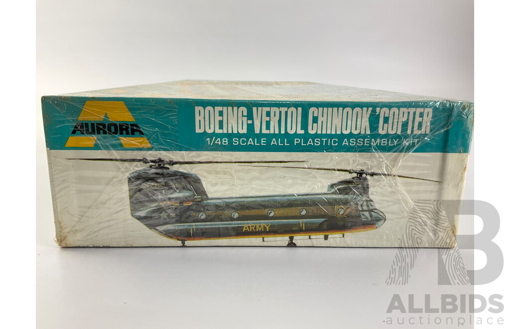 Vintage Aurora Model Boeing-Vertol Chinook'Copter - 1:48 Scale and Sikorsky CH-54A Skycrane - 1:72 Scale