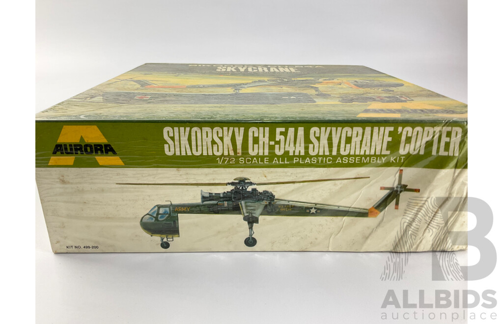 Vintage Aurora Model Boeing-Vertol Chinook'Copter - 1:48 Scale and Sikorsky CH-54A Skycrane - 1:72 Scale