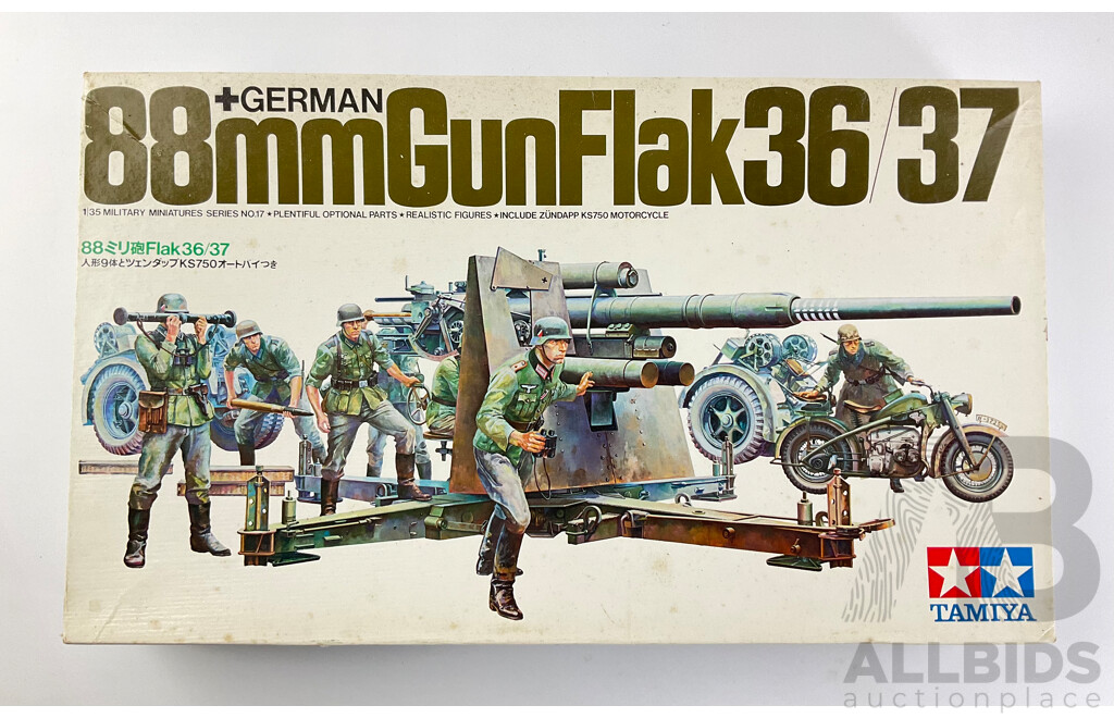 Vintage Tamiya 88mm Gun Flak 36/37- 1:35 Scale