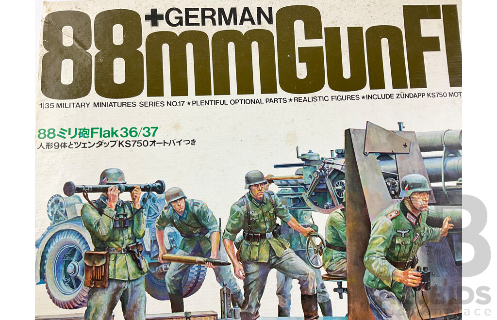 Vintage Tamiya 88mm Gun Flak 36/37- 1:35 Scale