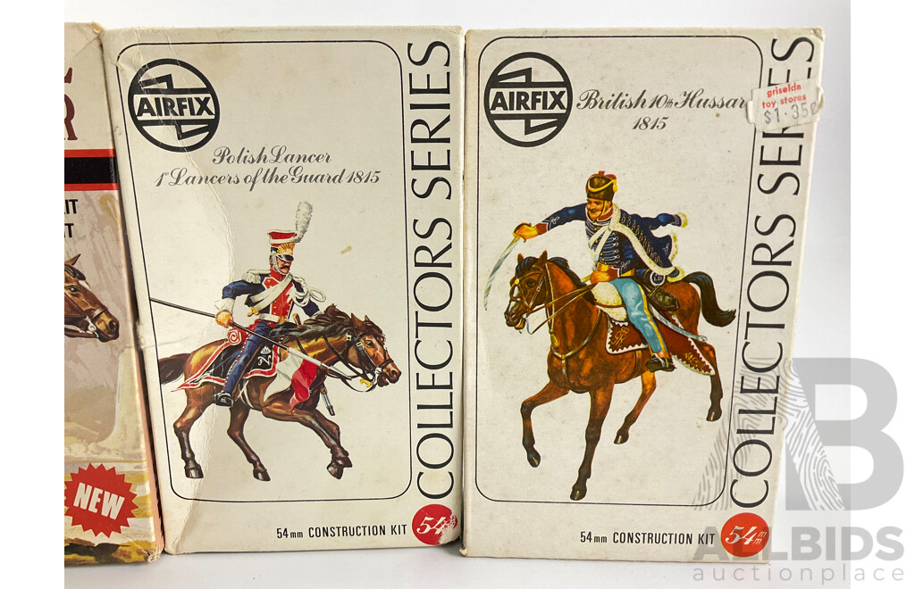 Vintage Airfix Collectors Series Model Figures Including British 10th Hussars, Polish Lancer, Bengal Lancer and 2nd Royal North British Dragoon- 54mm Construction Kits