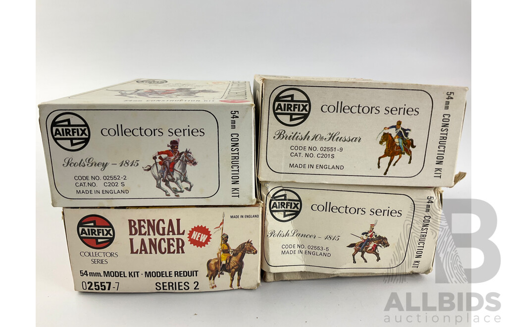 Vintage Airfix Collectors Series Model Figures Including British 10th Hussars, Polish Lancer, Bengal Lancer and 2nd Royal North British Dragoon- 54mm Construction Kits