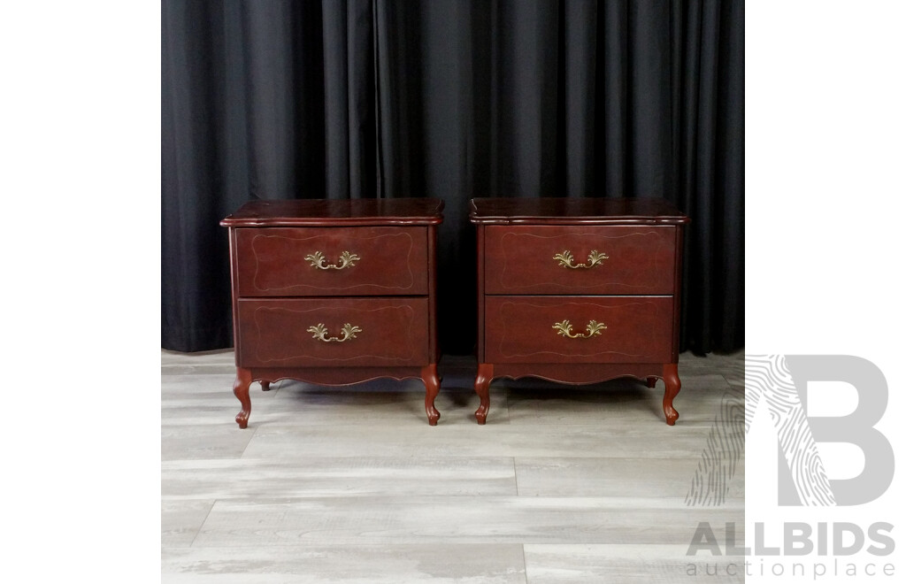 Pair of Two Drawer Mahogany Bedsides