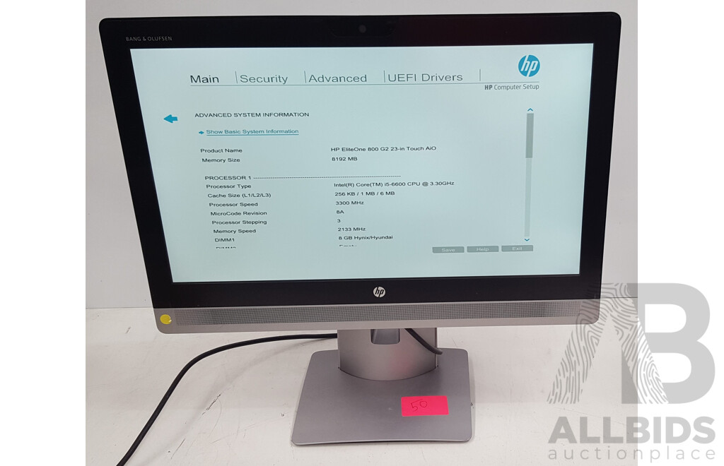 HP EliteOne 800 G2 Intel Core i5 (6600) 3.30GHz-3.90GHz 4-Core CPU 23-Inch Touchscreen All-in-One Desktop