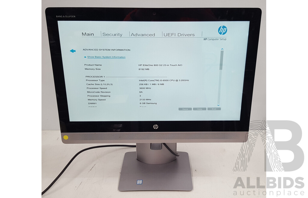 HP EliteOne 800 G2 Intel Core i5 (6500) 3.20GHz-3.60GHz 4-Core CPU 23-Inch Touchscreen All-in-One Desktop
