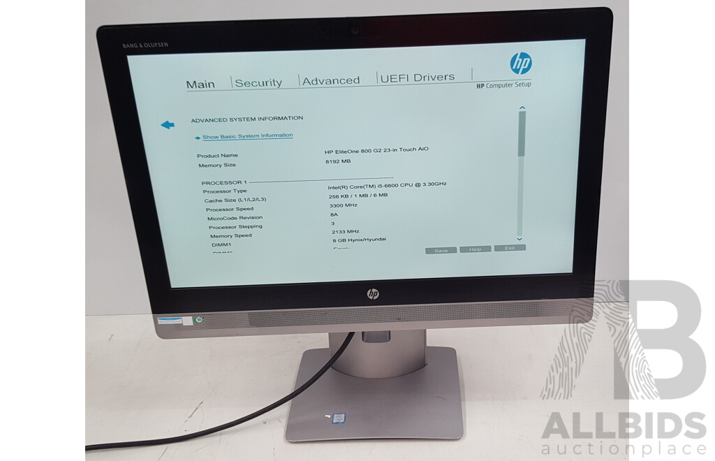 HP EliteOne 800 G2 Intel Core i5 (6600) 3.30GHz-3.90GHz 4-Core CPU 23-Inch Touchscreen All-in-One Desktop