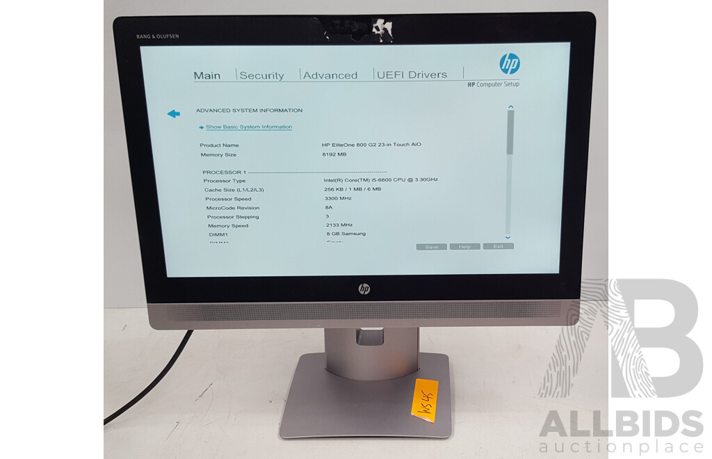 HP EliteOne 800 G2 Intel Core i5 (6600) 3.30GHz-3.90GHz 4-Core CPU 23-Inch Touchscreen All-in-One Desktop