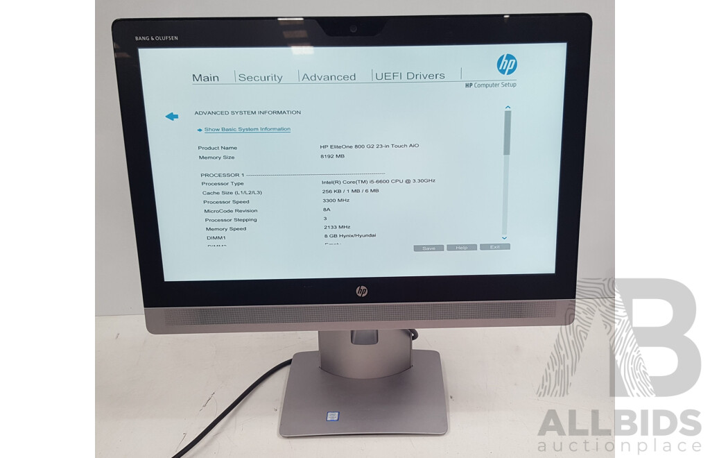 HP EliteOne 800 G2 Intel Core i5 (6600) 3.30GHz-3.90GHz 4-Core CPU 23-Inch Touchscreen All-in-One Desktop