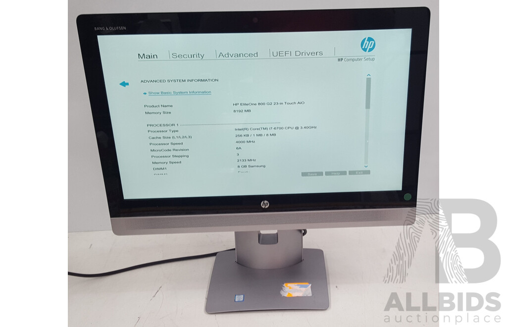 HP EliteOne 800 G2 Intel Core i7 (6700) 3.40GHz-4.00GHz 4-Core CPU 23-Inch Touchscreen All-in-One Desktop
