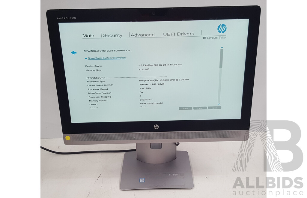 HP EliteOne 800 G2 Intel Core i5 (6600) 3.30GHz-3.90GHz 4-Core CPU 23-Inch Touchscreen All-in-One Desktop