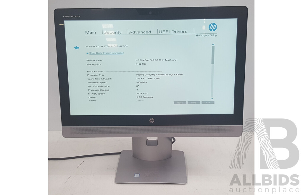 HP EliteOne 800 G2 Intel Core i5 (6600) 3.30GHz-3.90GHz 4-Core CPU 23-Inch Touchscreen All-in-One Desktop